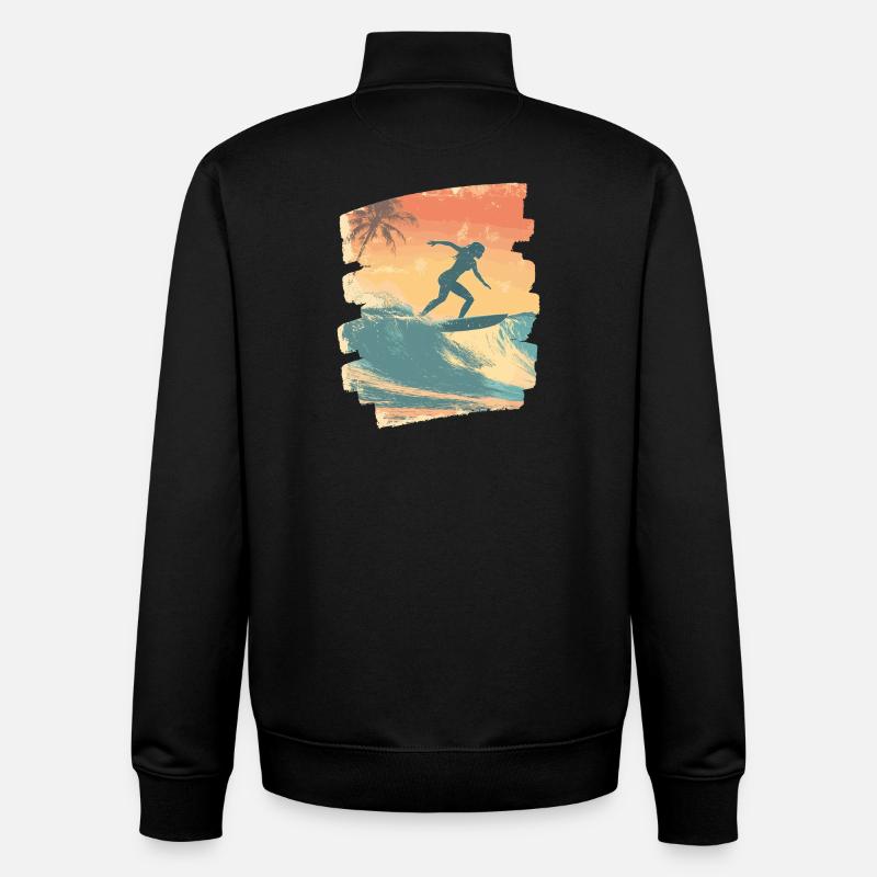 Surfeur - Sweat zippé unisexe en coton bio Stanley/Stella - noir