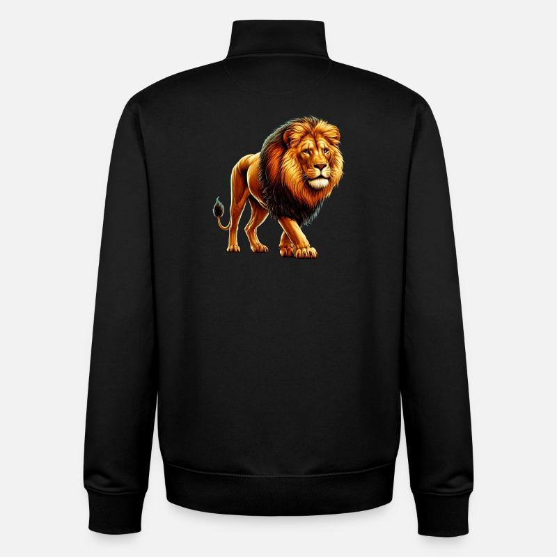 Lion - Sweat zippé unisexe en coton bio Stanley/Stella - noir