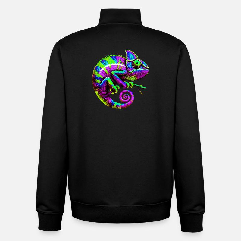 Caméléon - Sweat zippé unisexe en coton bio Stanley/Stella - noir
