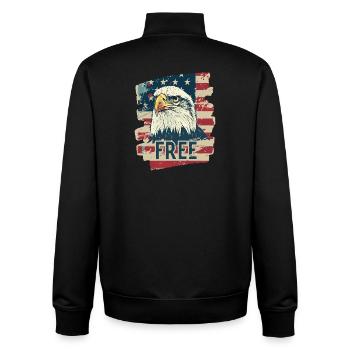 American flag with eagle - Unisex Organic Zip Sweatshirt by Stanley/Stella - black - Back - AI Model Male 185 light (185cm)