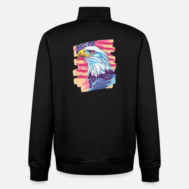 American flag with eagle - Unisex Organic Zip Sweatshirt by Stanley/Stella - black