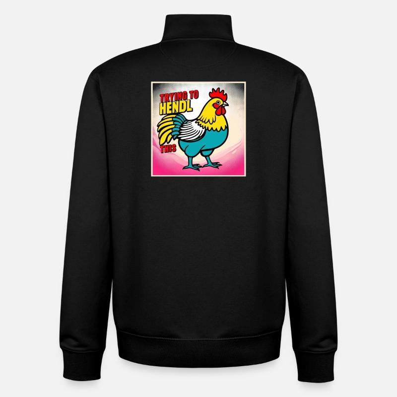 Poulet « Essayer de faire ça » - Sweat zippé unisexe en coton bio Stanley/Stella - noir