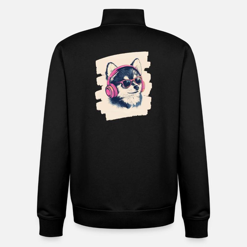Pomsky - Sweat zippé unisexe en coton bio Stanley/Stella - noir