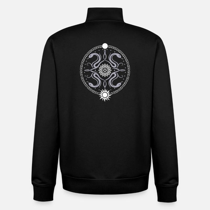 Roue serpentine avec soleil et lune - Sweat zippé unisexe en coton bio Stanley/Stella - noir
