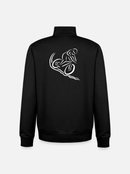 Motif Mountain Biker Downhill Gift - Unisex Organic Zip Sweatshirt by Stanley/Stella - black