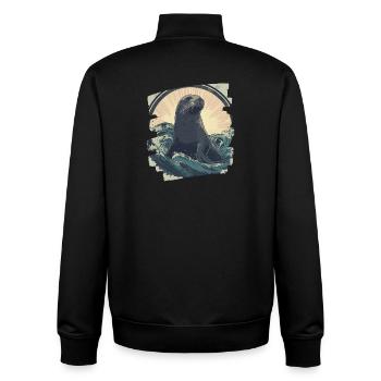 Robbe - Unisex Organic Zip Sweatshirt von Stanley/Stella - Schwarz - Hinten - AI Model Male 185 light (185cm)
