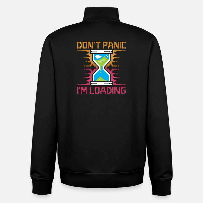 Don't Panic – Pixel Loading Hourglass - Unisex Organic Zip Sweatshirt by Stanley/Stella - black