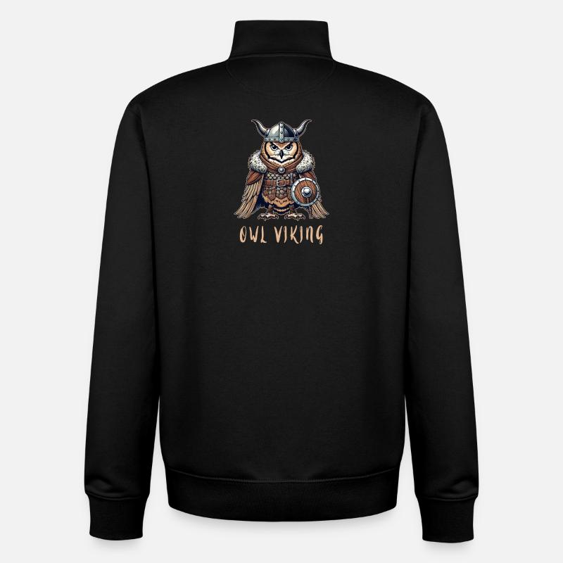 Hibou Viking – Le guerrier ailé - Sweat zippé unisexe en coton bio Stanley/Stella - noir