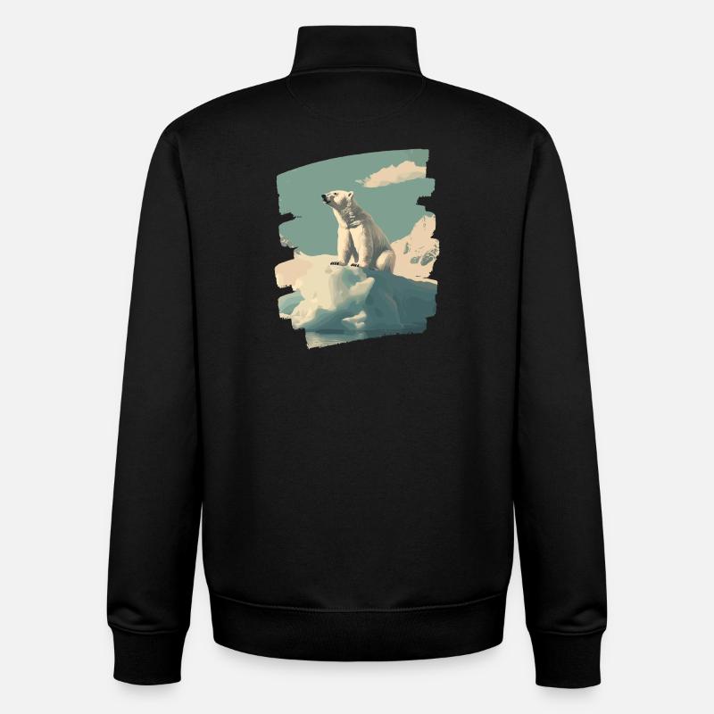 Ours blanc - Sweat zippé unisexe en coton bio Stanley/Stella - noir