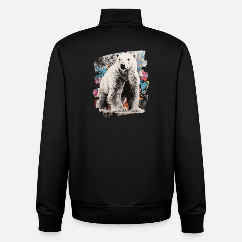 Eisbär Graffiti Sprayer - Unisex Organic Zip Sweatshirt von Stanley/Stella - Schwarz