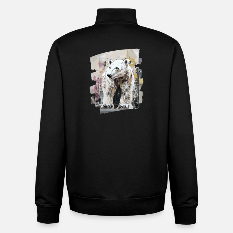 Polar Bear Graffiti Sprayer - Unisex Organic Zip Sweatshirt by Stanley/Stella - black
