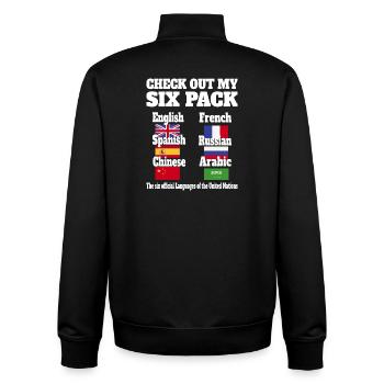 Sprachen Sixpack - Unisex Organic Zip Sweatshirt von Stanley/Stella - Schwarz - Hinten - AI Model Male 185 light (185cm)