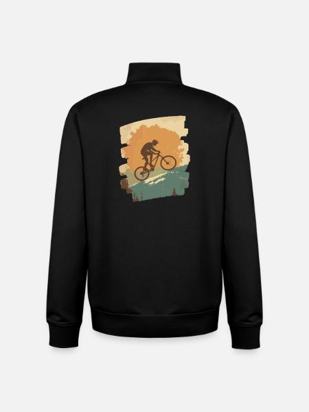 Mountain bikers Downhill Mountains Cycling - Unisex Organic Zip Sweatshirt by Stanley/Stella - black