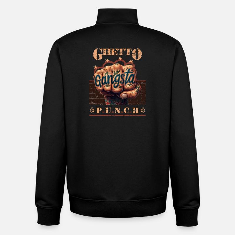 Ghetto Punch - Sweat zippé unisexe en coton bio Stanley/Stella - noir