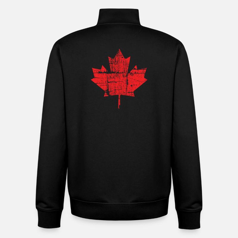 Rustic Wooden Maple Leaf - Unisex Organic Zip Sweatshirt by Stanley/Stella - black