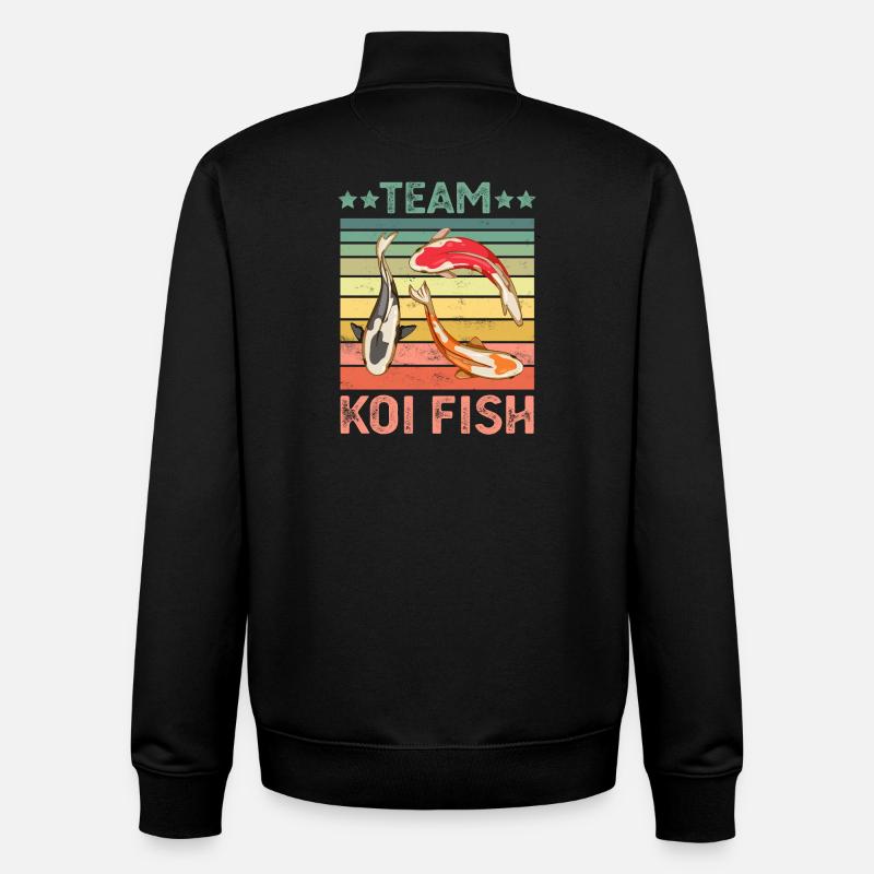 Poisson Koi - Sweat zippé unisexe en coton bio Stanley/Stella - noir