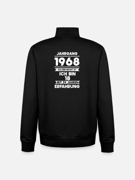 Devise : né en 1968 - Sweat zippé unisexe en coton bio Stanley/Stella - noir