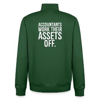 accountants work their assets off - Unisex Organic Zip Sweatshirt by Stanley/Stella - bottle green - Back - AI Model Male 185 dark (185cm)