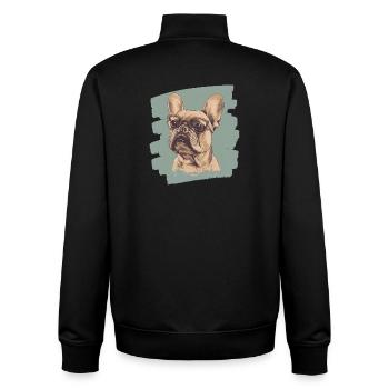 Bouledogue français Frenchie - Sweat zippé unisexe en coton bio Stanley/Stella - noir - Dos - AI Model Male 185 light (185cm)