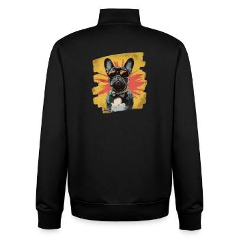 Bouledogue français Frenchie - Sweat zippé unisexe en coton bio Stanley/Stella - noir - Dos - AI Model Male 185 light (185cm)