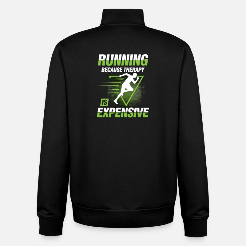 Running because therapy is expensive - Unisex Organic Zip Sweatshirt von Stanley/Stella - Schwarz