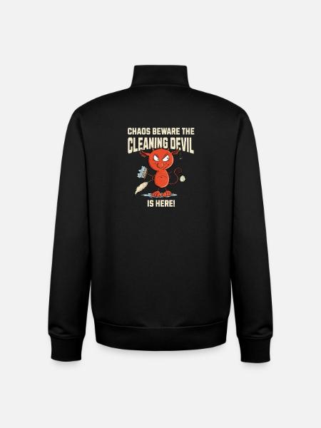 Funny Cleaning Devil Cleaning Cleaner Saying - Unisex Organic Zip Sweatshirt by Stanley/Stella - black