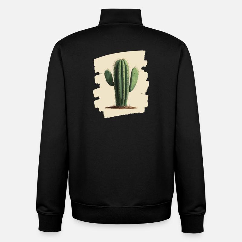 Cactus - Sweat zippé unisexe en coton bio Stanley/Stella - noir