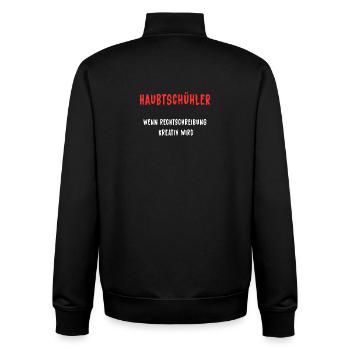 Haubtschühler – Orthographe créative - Sweat zippé unisexe en coton bio Stanley/Stella - noir - Dos - AI Model Male 185 light (185cm)