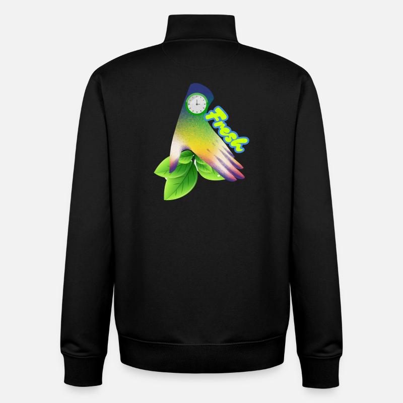 Fresh Gradient Leaf Clock Design - Unisex Organic Zip Sweatshirt by Stanley/Stella - black