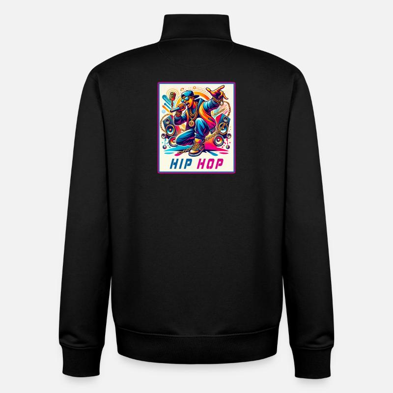 Hip-Hop Vibes – Rappeur avec micro - Sweat zippé unisexe en coton bio Stanley/Stella - noir