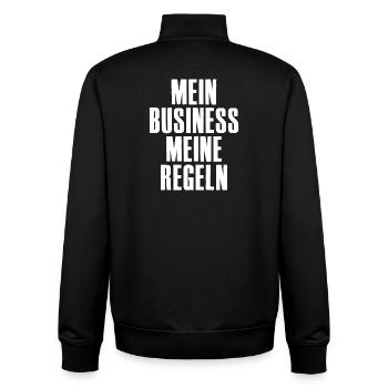 Mein Business meine Regeln für Unternehmer - Unisex Organic Zip Sweatshirt von Stanley/Stella - Schwarz - Hinten - AI Model Male 185 light (185cm)