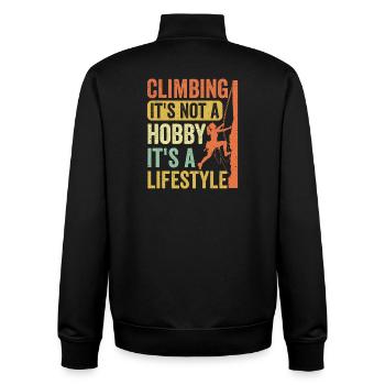 Klettern - es ist kein Hobby. Es ist ein Lebensstil - Unisex Organic Zip Sweatshirt von Stanley/Stella - Schwarz - Hinten - AI Model Male 185 light (185cm)