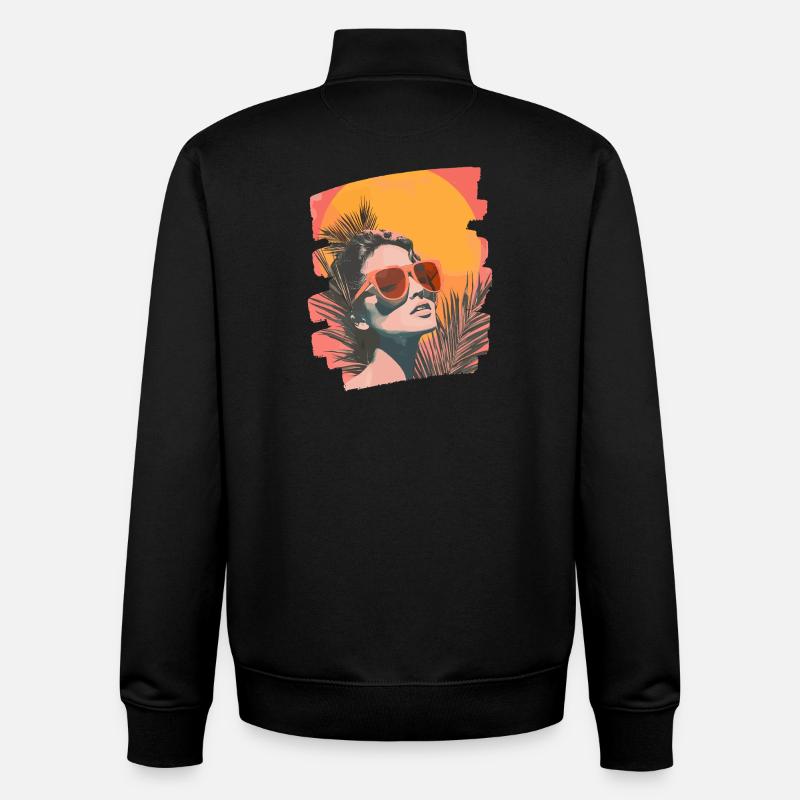 Été Rétro - Sweat zippé unisexe en coton bio Stanley/Stella - noir