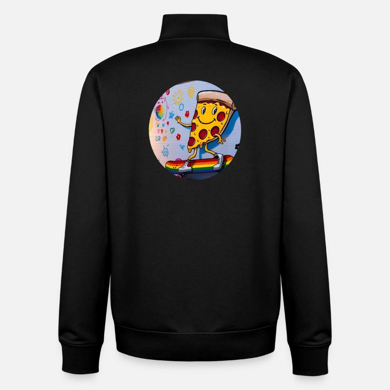 Pizza Slice Skateboard Graffiti - Unisex Organic Zip Sweatshirt von Stanley/Stella - Schwarz