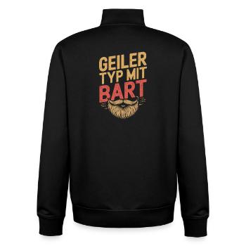 Geiler Typ Mit Bart Bartträger Barbier Vollbart - Unisex Organic Zip Sweatshirt von Stanley/Stella - Schwarz - Hinten - AI Model Male 185 light (185cm)