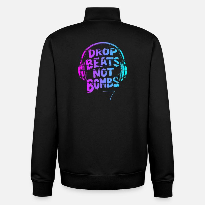 Drop Beats Not Bombs pink cyan - Unisex Organic Zip Sweatshirt von Stanley/Stella - Schwarz