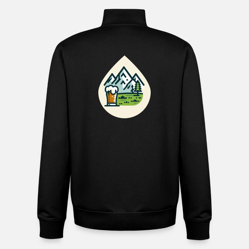 Bergkulisse mit Bierglas - Unisex Organic Zip Sweatshirt von Stanley/Stella - Schwarz