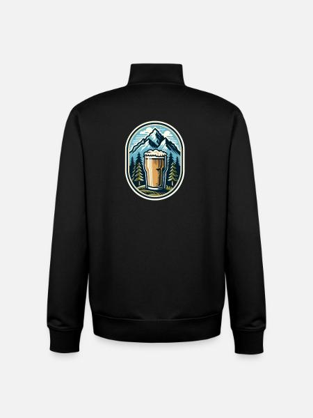 Berg Panorama mit Bierglas - Unisex Organic Zip Sweatshirt von Stanley/Stella - Schwarz