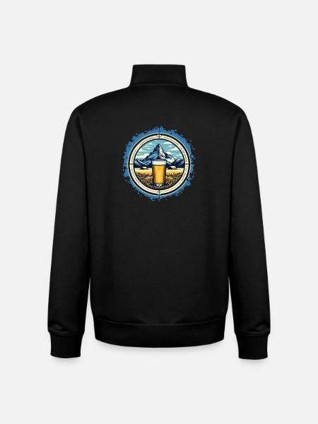Mountain and Beer Adventure Design - Unisex Organic Zip Sweatshirt by Stanley/Stella - black