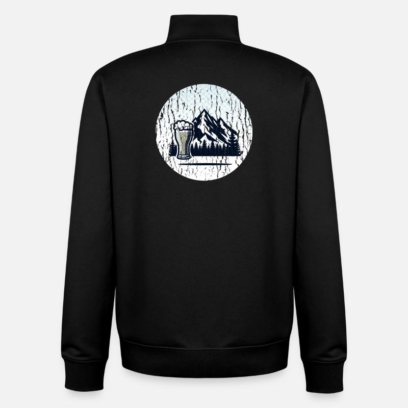 Berglandschaft mit Bierglas - Unisex Organic Zip Sweatshirt von Stanley/Stella - Schwarz
