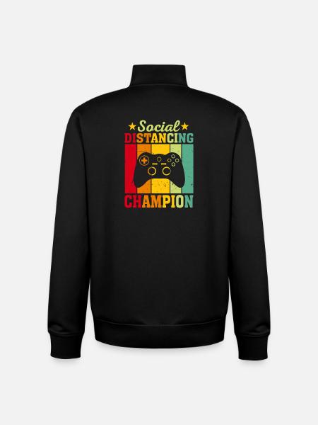 Social Distancing Champion – Retro Gaming - Unisex Organic Zip Sweatshirt von Stanley/Stella - Schwarz