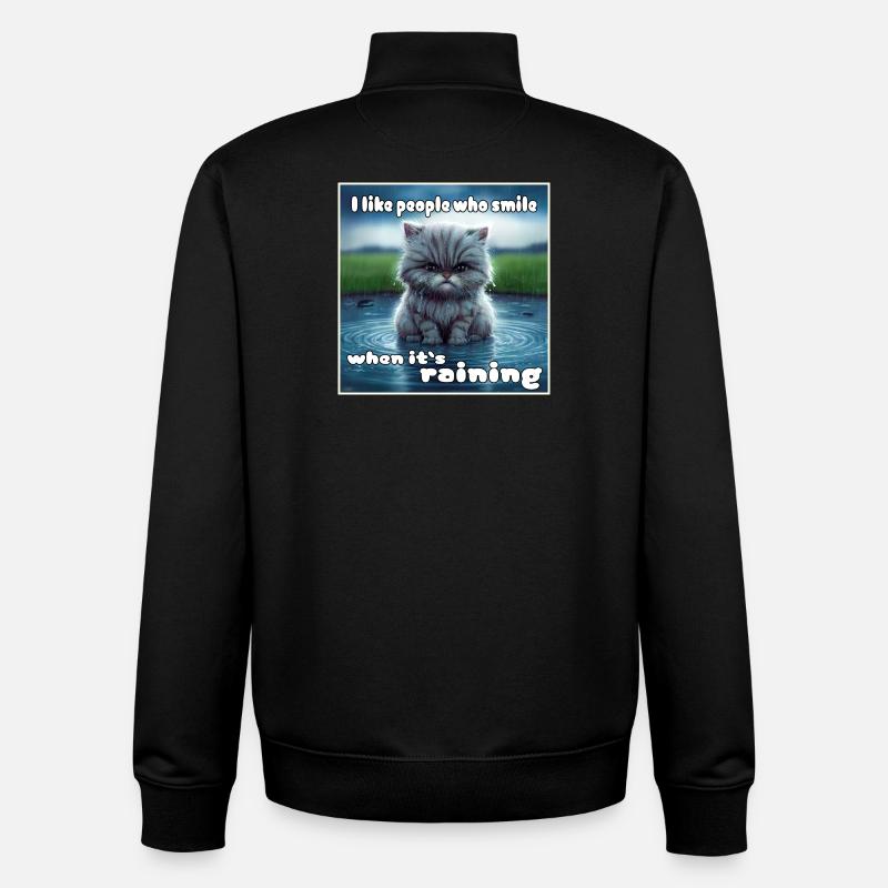 Katze im Regen - Unisex Organic Zip Sweatshirt von Stanley/Stella - Schwarz