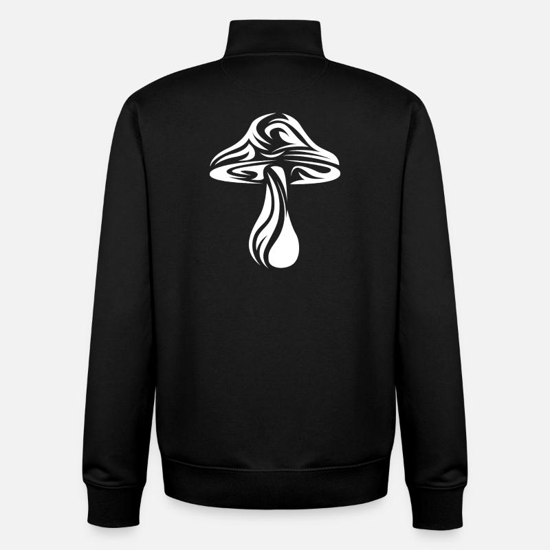 Mushroom Illustration - Pattern of Nature - Unisex Organic Zip Sweatshirt by Stanley/Stella - black