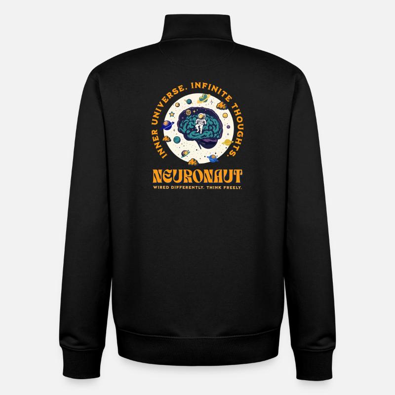 Cerveau neuroépicé d’astronaute neurodivergent - Sweat zippé unisexe en coton bio Stanley/Stella - noir
