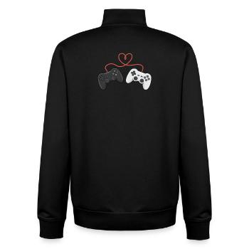 Heartwired Controllers Duo - Unisex Organic Zip Sweatshirt by Stanley/Stella - black - Back - AI Model Male 185 light (185cm)
