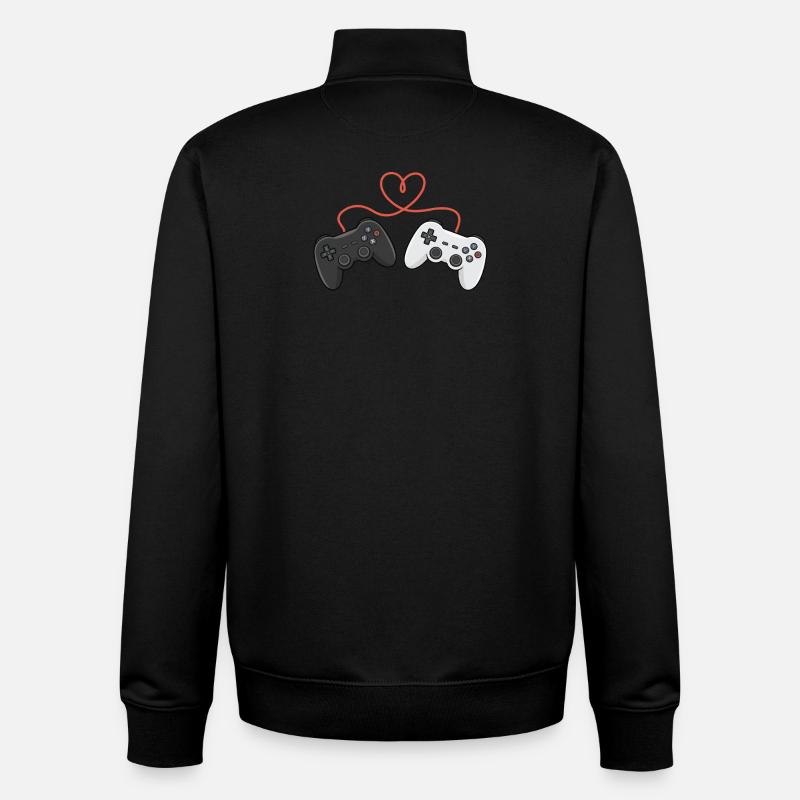 Herzverdrahtete Controller-Duo - Unisex Organic Zip Sweatshirt von Stanley/Stella - Schwarz