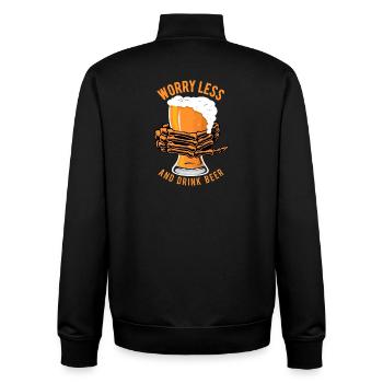 Inquiétez-vous moins et buvez de la bière – Drôle - Sweat zippé unisexe en coton bio Stanley/Stella - noir - Dos - AI Model Male 185 light (185cm)