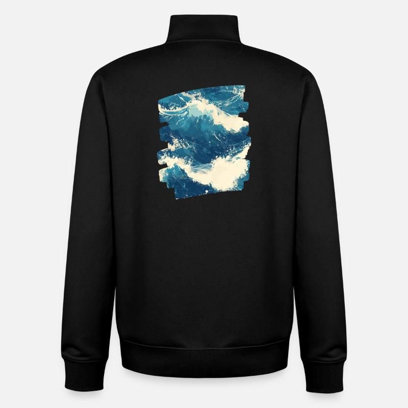 Wellen und Meer - Unisex Organic Zip Sweatshirt von Stanley/Stella - Schwarz