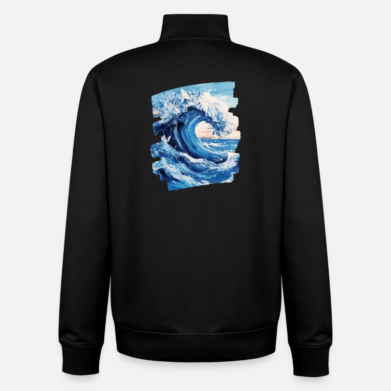 Les vagues et la mer - Sweat zippé unisexe en coton bio Stanley/Stella - noir