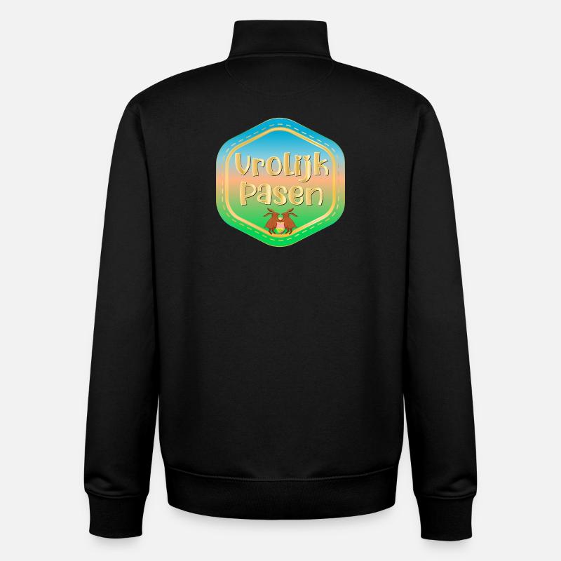 Joyeuses Pâques lapins de Pâques - Sweat zippé unisexe en coton bio Stanley/Stella - noir
